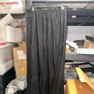 Dissh Womens Maxi Skirt Tiered Elastic Waist Black Small